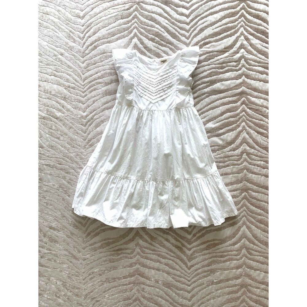 OshKosh B'gosh Toddler Girls' Cotton Pintuck Tiered White Dress 4T